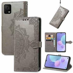 For TCL 405 Mandala Flower Embossed Leather Phone Case(Gray)