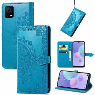 For TCL 405 Mandala Flower Embossed Leather Phone Case(Blue)