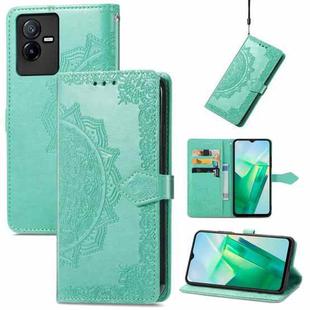 For vivo T2X 5G Mandala Flower Embossed Leather Phone Case(Green)