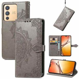 For vivo V23 5G Mandala Flower Embossed Leather Phone Case(Gray)