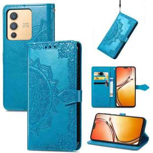 For vivo V23 5G Mandala Flower Embossed Leather Phone Case(Blue)