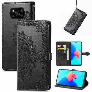 For Xiaomi Poco X3 Pro Mandala Flower Embossed Leather Phone Case(Black)