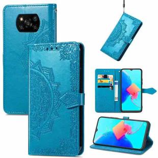 For Xiaomi Poco X3 Pro Mandala Flower Embossed Leather Phone Case(Blue)
