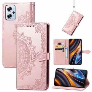 For Xiaomi Poco X4 GT Mandala Flower Embossed Leather Phone Case(Rose Gold)