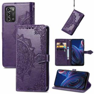 For ZTE Blade A72 4G Mandala Flower Embossed Leather Phone Case(Purple)
