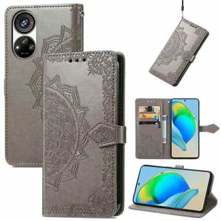 For ZTE Blade V40S Mandala Flower Embossed Leather Phone Case(Gray)