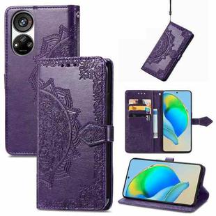 For ZTE Blade V40S Mandala Flower Embossed Leather Phone Case(Purple)