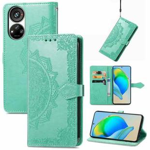 For ZTE Blade V40S Mandala Flower Embossed Leather Phone Case(Green)