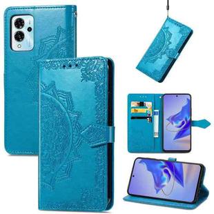 For ZTE Blade V40 Pro Mandala Flower Embossed Leather Phone Case(Blue)