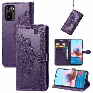 For Xiaomi Redmi Note 10S Mandala Flower Embossed Leather Phone Case(Purple)