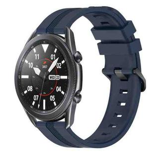 For Samsung Galaxy Watch3 45mm 22mm Concave Striped Slicone Watch Band(Navy Blue)