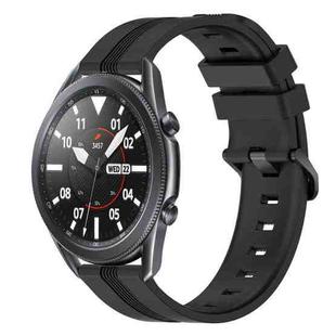 For Samsung Galaxy Watch3 45mm 22mm Concave Striped Slicone Watch Band(Black)