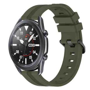 For Samsung Galaxy Watch3 45mm 22mm Concave Striped Slicone Watch Band(Army Green)