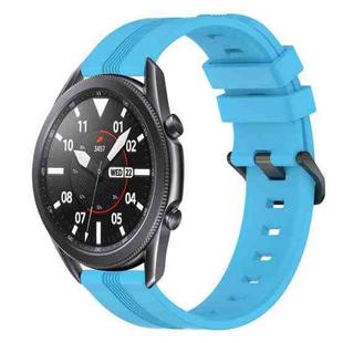 For Samsung Galaxy Watch3 45mm 22mm Concave Striped Slicone Watch Band(Sky Blue)