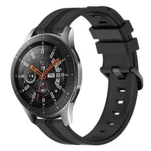 For Samsung Galaxy Watch 46mm 22mm Concave Striped Slicone Watch Band(Black)