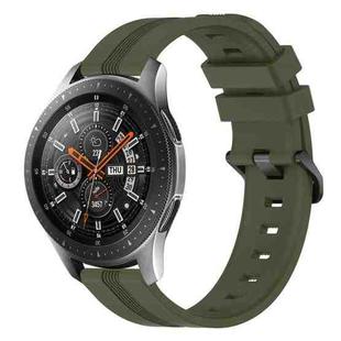 For Samsung Galaxy Watch 46mm 22mm Concave Striped Slicone Watch Band(Army Green)