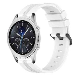 For Samsung Gear S3 Classic 22mm Concave Striped Slicone Watch Band(White)