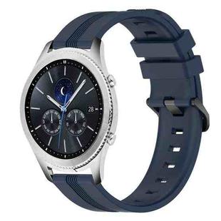 For Samsung Gear S3 Classic 22mm Concave Striped Slicone Watch Band(Navy Blue)