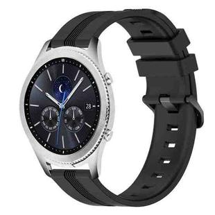 For Samsung Gear S3 Classic 22mm Concave Striped Slicone Watch Band(Black)