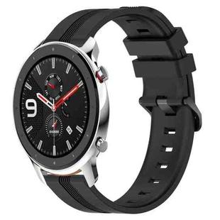 For Amazfit GTR 4 22mm Concave Striped Slicone Watch Band(Black)