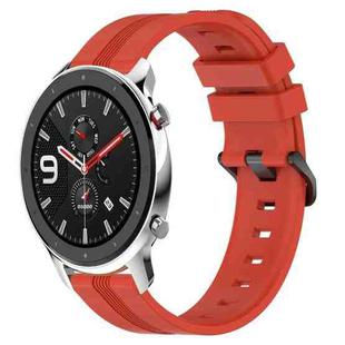 For Amazfit GTR 4 22mm Concave Striped Slicone Watch Band(Red)