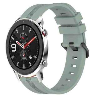 For Amazfit GTR 4 22mm Concave Striped Slicone Watch Band(Grayish Green)