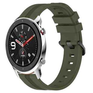 For Amazfit GTR 4 22mm Concave Striped Slicone Watch Band(Armygreen)