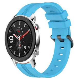 For Amazfit GTR 4 22mm Concave Striped Slicone Watch Band(Skyblue)