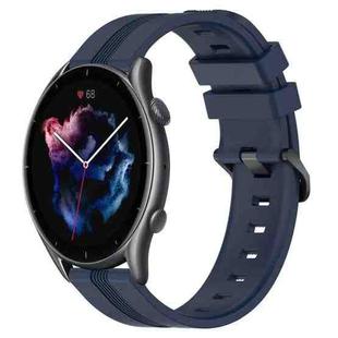 For Amazfit GTR 3 22mm Concave Striped Slicone Watch Band(Navy Blue)