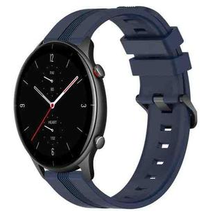 For Amazfit GTR 2e 22mm Concave Striped Slicone Watch Band(Navy Blue)