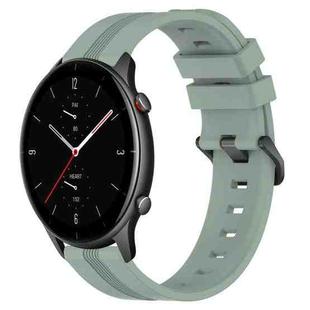 For Amazfit GTR 2e 22mm Concave Striped Slicone Watch Band(Grayish Green)