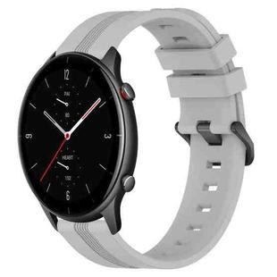 For Amazfit GTR 2e 22mm Concave Striped Slicone Watch Band(Grey)