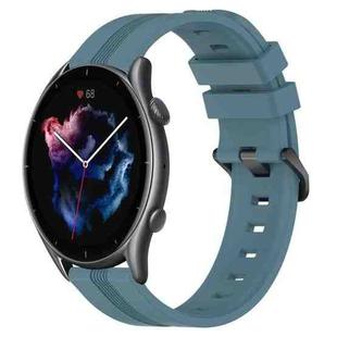 For Amazfit 3 22mm Concave Striped Slicone Watch Band(Rock Cyan)