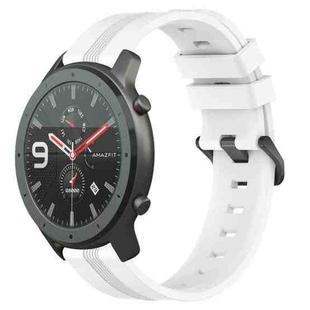 For Amazfit GTR 47mm 22mm Concave Striped Slicone Watch Band(White)