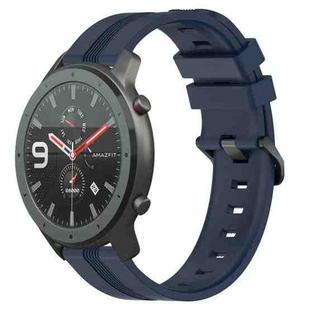 For Amazfit GTR 47mm 22mm Concave Striped Slicone Watch Band(Navy Blue)