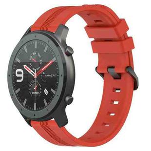 For Amazfit GTR 47mm 22mm Concave Striped Slicone Watch Band(Red)