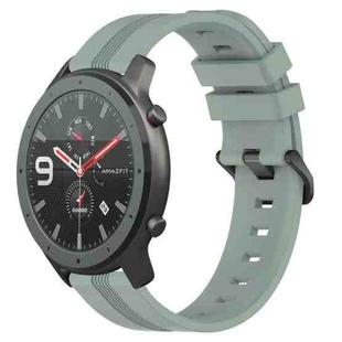 For Amazfit GTR 47mm 22mm Concave Striped Slicone Watch Band(Grayish Green)