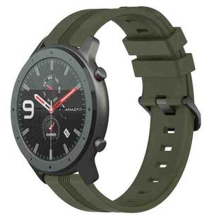 For Amazfit GTR 47mm 22mm Concave Striped Slicone Watch Band(Armygreen)