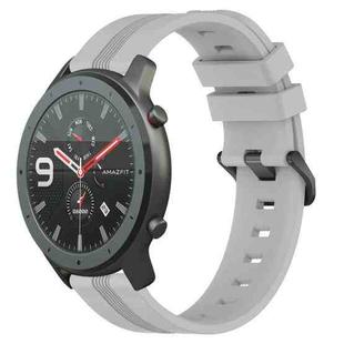 For Amazfit GTR 47mm 22mm Concave Striped Slicone Watch Band(Grey)