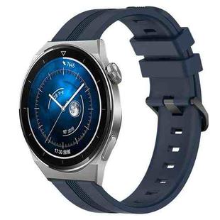 For Huawei Watch GT3 Pro 46mm 22mm Concave Striped Slicone Watch Band(Navy Blue)