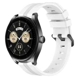 For Huawei Watch Buds 22mm Concave Striped Slicone Watch Band(White)