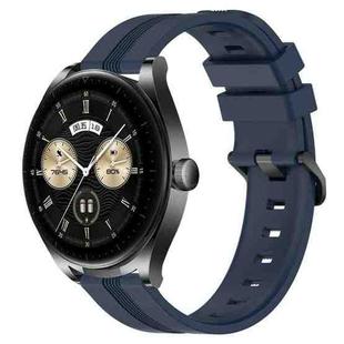 For Huawei Watch Buds 22mm Concave Striped Slicone Watch Band(Navy Blue)