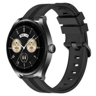 For Huawei Watch Buds 22mm Concave Striped Slicone Watch Band(Black)