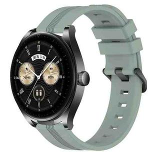 For Huawei Watch Buds 22mm Concave Striped Slicone Watch Band(Grayish Green)