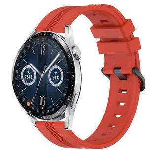 For Huawei Watch GT3 46mm 22mm Concave Striped Slicone Watch Band(Red)