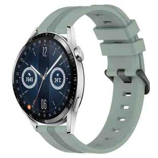 For Huawei Watch GT3 46mm 22mm Concave Striped Slicone Watch Band(Grayish Green)