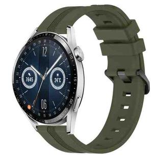 For Huawei Watch GT3 46mm 22mm Concave Striped Slicone Watch Band(Army Green)