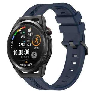 For Huawei Watch GT Runner 22mm Concave Striped Slicone Watch Band(Navy Blue)