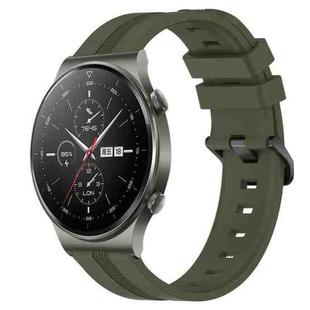 For Huawei GT2 Pro 22mm Concave Striped Slicone Watch Band(Army Green)