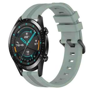 For Huawei GT2 46mm 22mm Concave Striped Slicone Watch Band(Grayish Green)